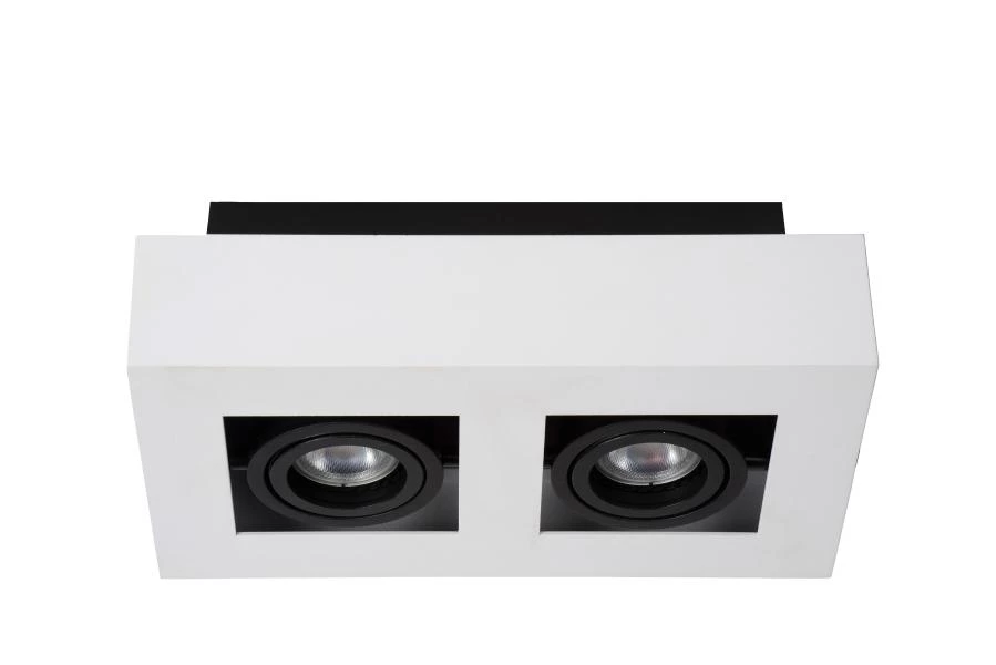 Lucide XIRAX - Spot plafond - LED Dim to warm - GU10 - 2x5W 2200K/3000K - Blanc - éteint